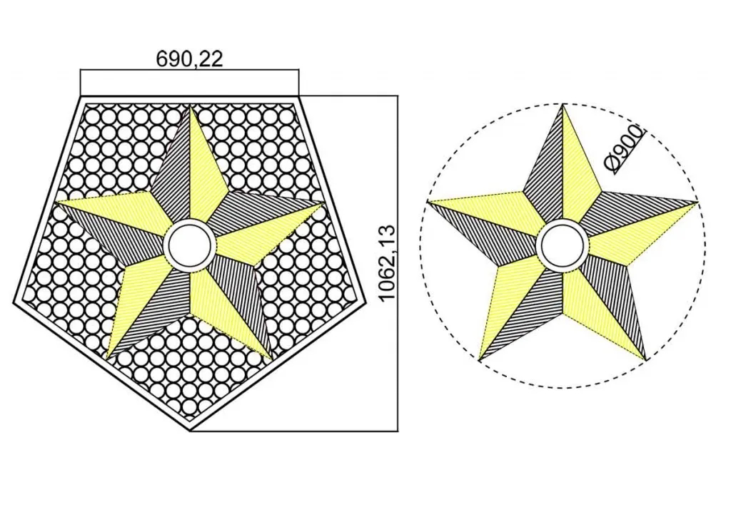 Вечный огонь - схема звезды вечного огня на декоративной решетке в Красноармейске 